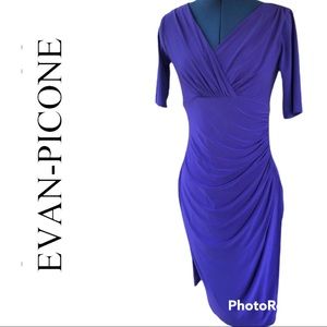 Evan-Picone | Purple Faux Wrap Dress 6 small